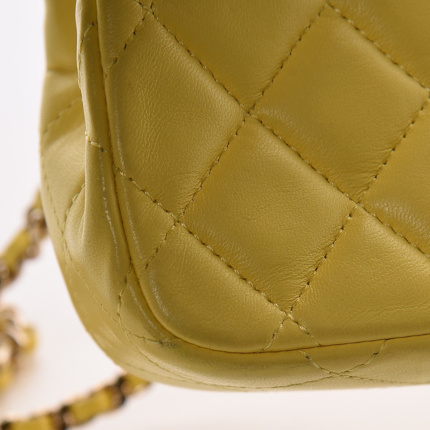 Lambskin Quilted Extra Mini Rectangular Flap Yellow
