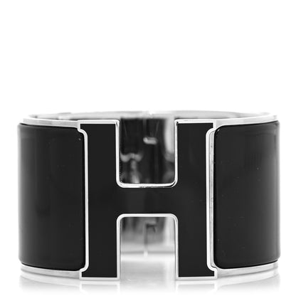 Hermes Enamel Extra Wide Clic Clac H Bracelet GM Black 1 of 5