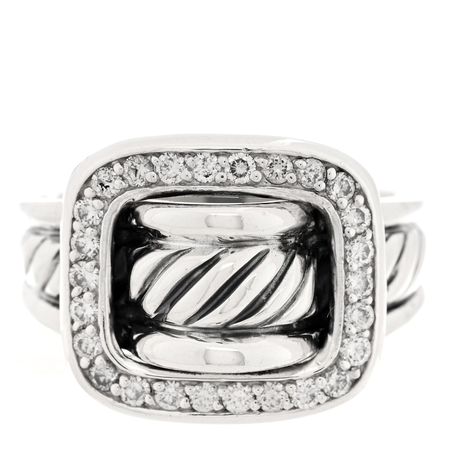 Sterling Silver Diamond Buckle Ring 63 10.25
