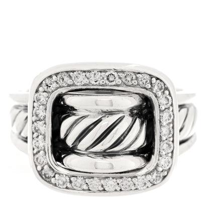 David Yurman Sterling Silver Diamond Buckle Ring 63 10.25 1 of 4