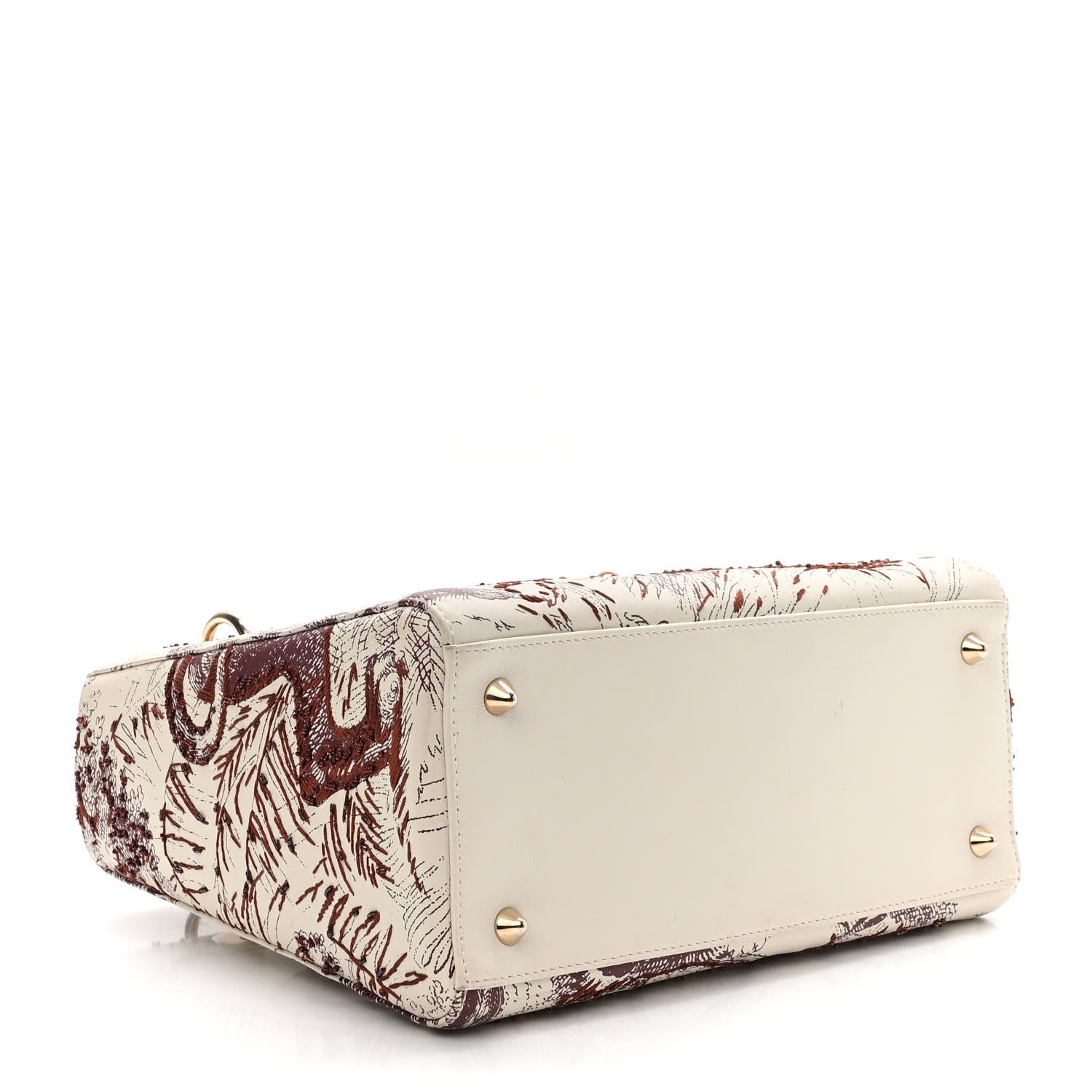 Christian Dior Calfskin Embroidered Medium Toile De Jouy Lady Dior White Red 4 of 15