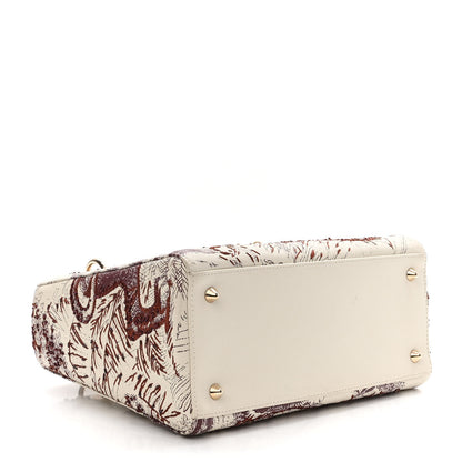 Christian Dior Calfskin Embroidered Medium Toile De Jouy Lady Dior White Red 4 of 15