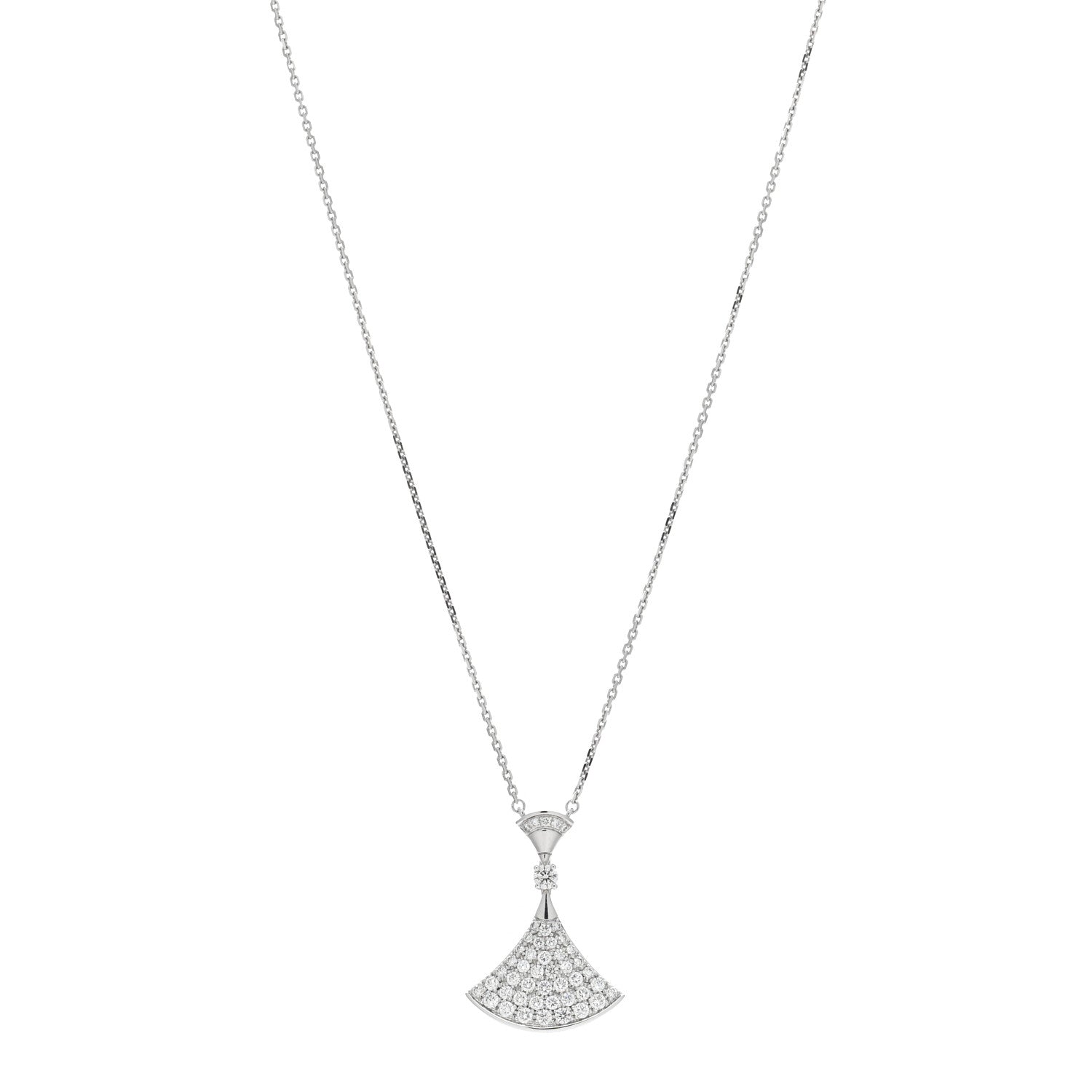 Bulgari 18K White Gold Diamond Large Divas' Dream Pave Necklace 1 of 5