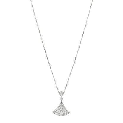 Bulgari 18K White Gold Diamond Large Divas' Dream Pave Necklace 1 of 5