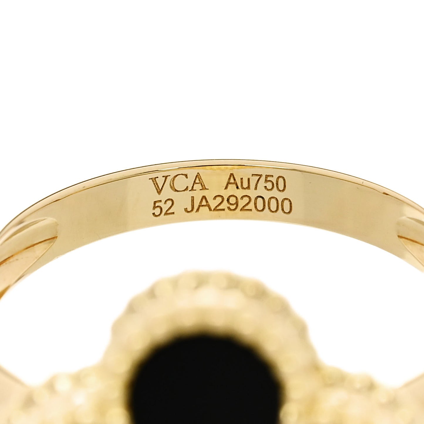 18K Yellow Gold Diamond Black Onyx Vintage Alhambra Ring 52 6