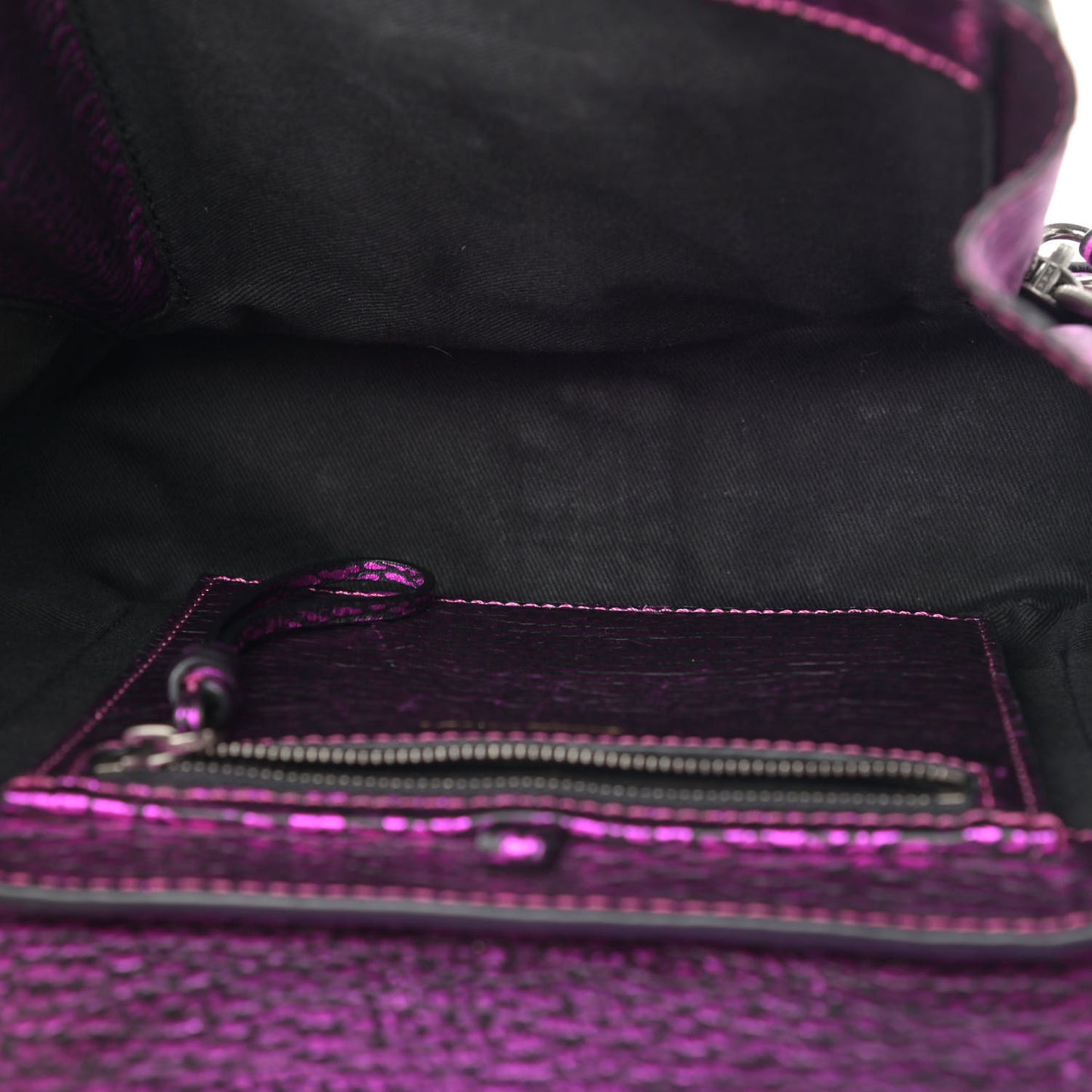 Metallic Textured Calfskin Mini Pashli Satchel Purple