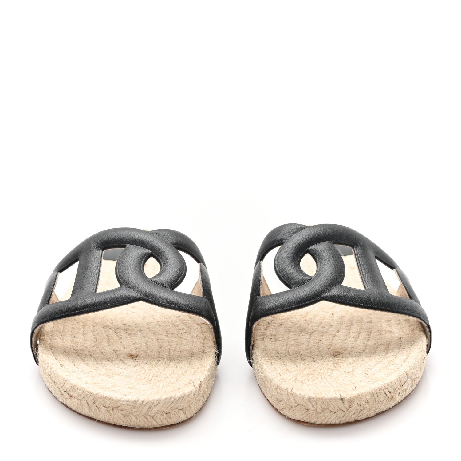 Hermes Nappa Famosa Espadrille Sandals 39 Black 3 of 9