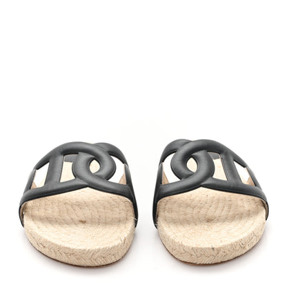 Hermes Nappa Famosa Espadrille Sandals 39 Black 3 of 9