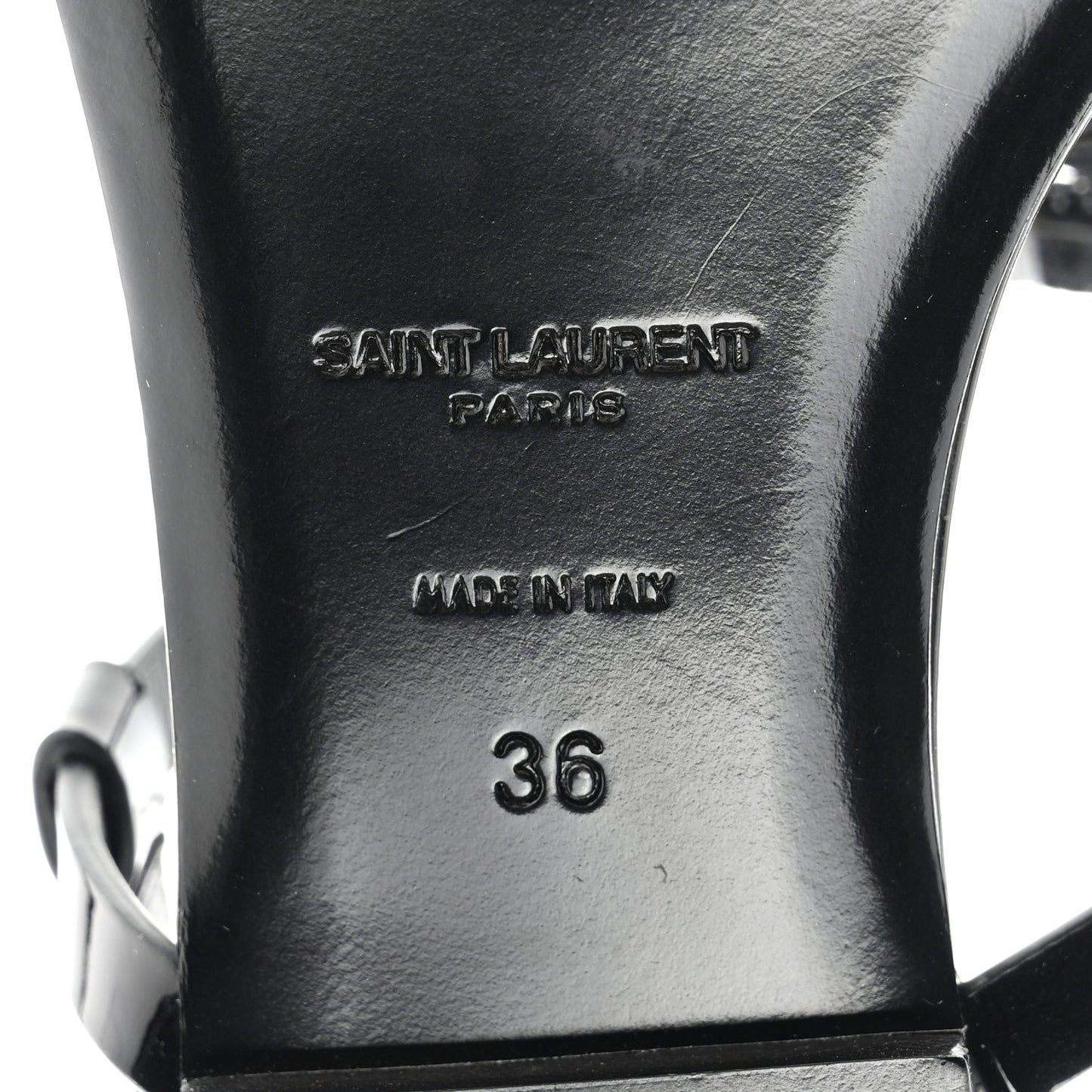 Patent Calfskin Cassandra Crystal Monogram Sandals 36 Black