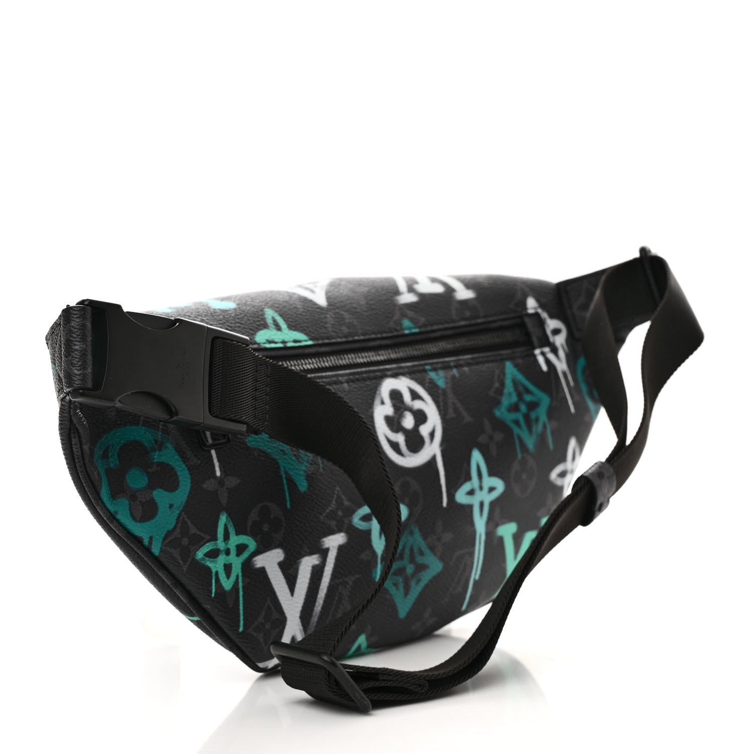 Louis Vuitton Monogram Eclipse LV Graffiti Discovery Bumbag Green Lights 3 of 11