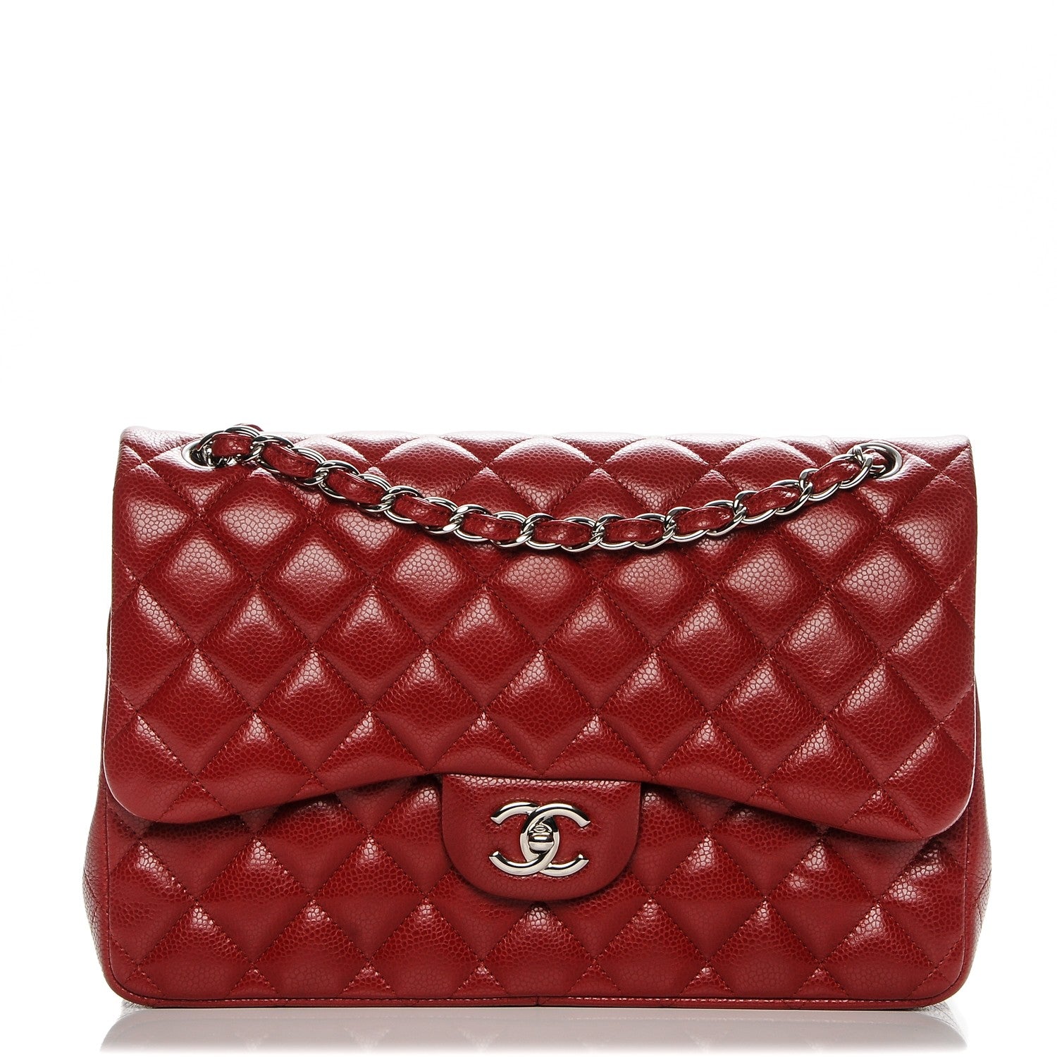 Chanel Caviar Quilted Jumbo Double Flap Red 1 of 9