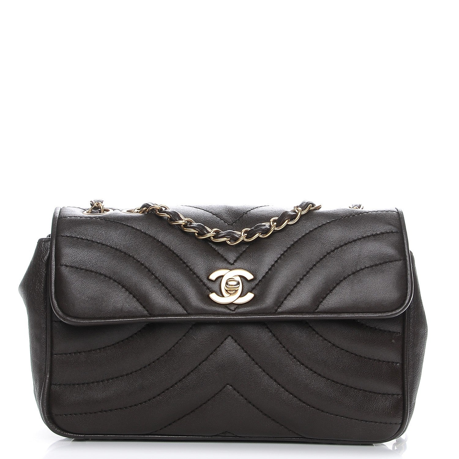 Chanel Lambskin Small Chevron Flap Brown 1 of 7