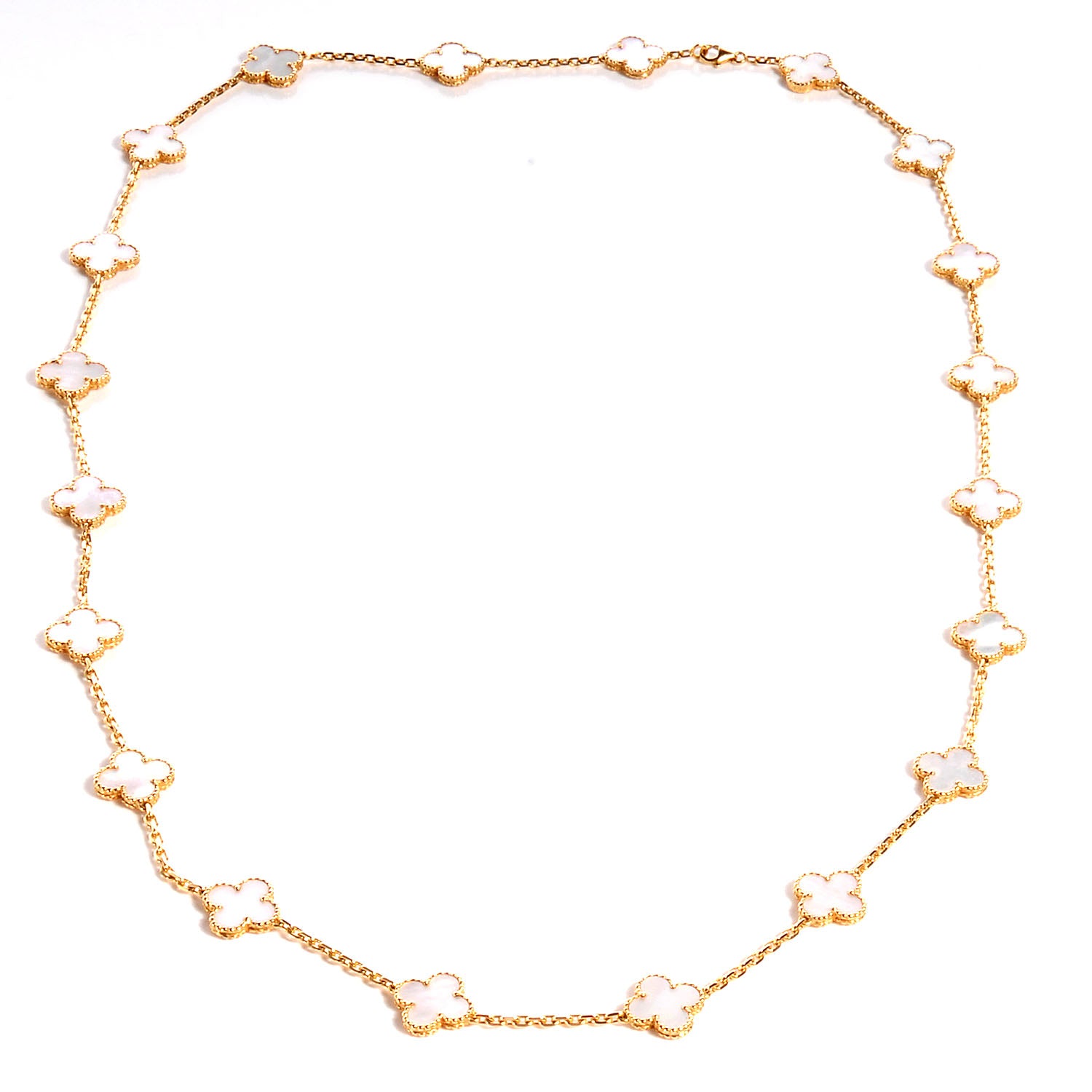 Van Cleef & Arpels 18K Yellow Gold Mother of Pearl 20 Motifs Vintage Alhambra Necklace 3 of 8