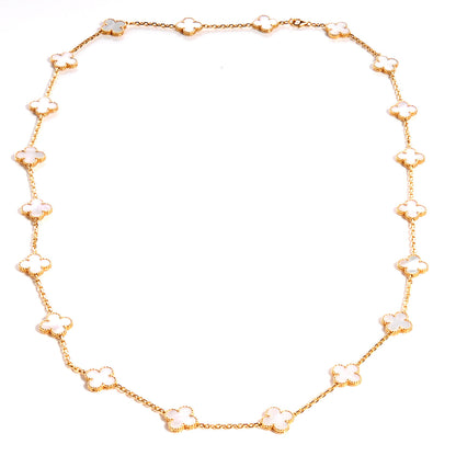 Van Cleef & Arpels 18K Yellow Gold Mother of Pearl 20 Motifs Vintage Alhambra Necklace 3 of 8