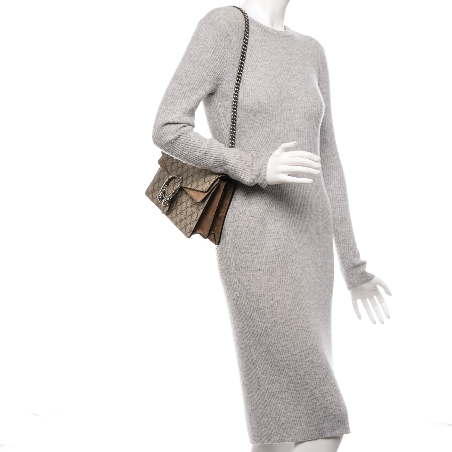 Gucci GG Supreme Monogram Small Dionysus Shoulder Bag Taupe 2 of 7