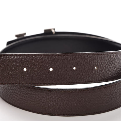 Hermes Togo Box 32mm Calandre H Belt 85 Chocolate Black 6 of 7