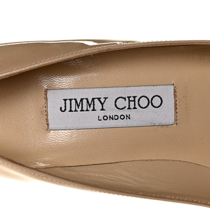 Jimmy Choo Patent Gilbert Round Toe Pumps 37 Nude 7 of 12