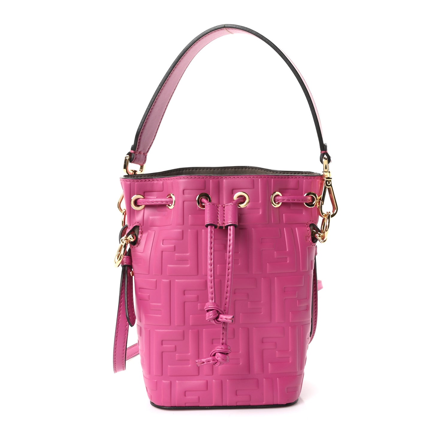 Vitello Liberty F is Fendi FF 1974 Embossed Mini Mon Tresor Bucket Bag Ciclamino Pilar