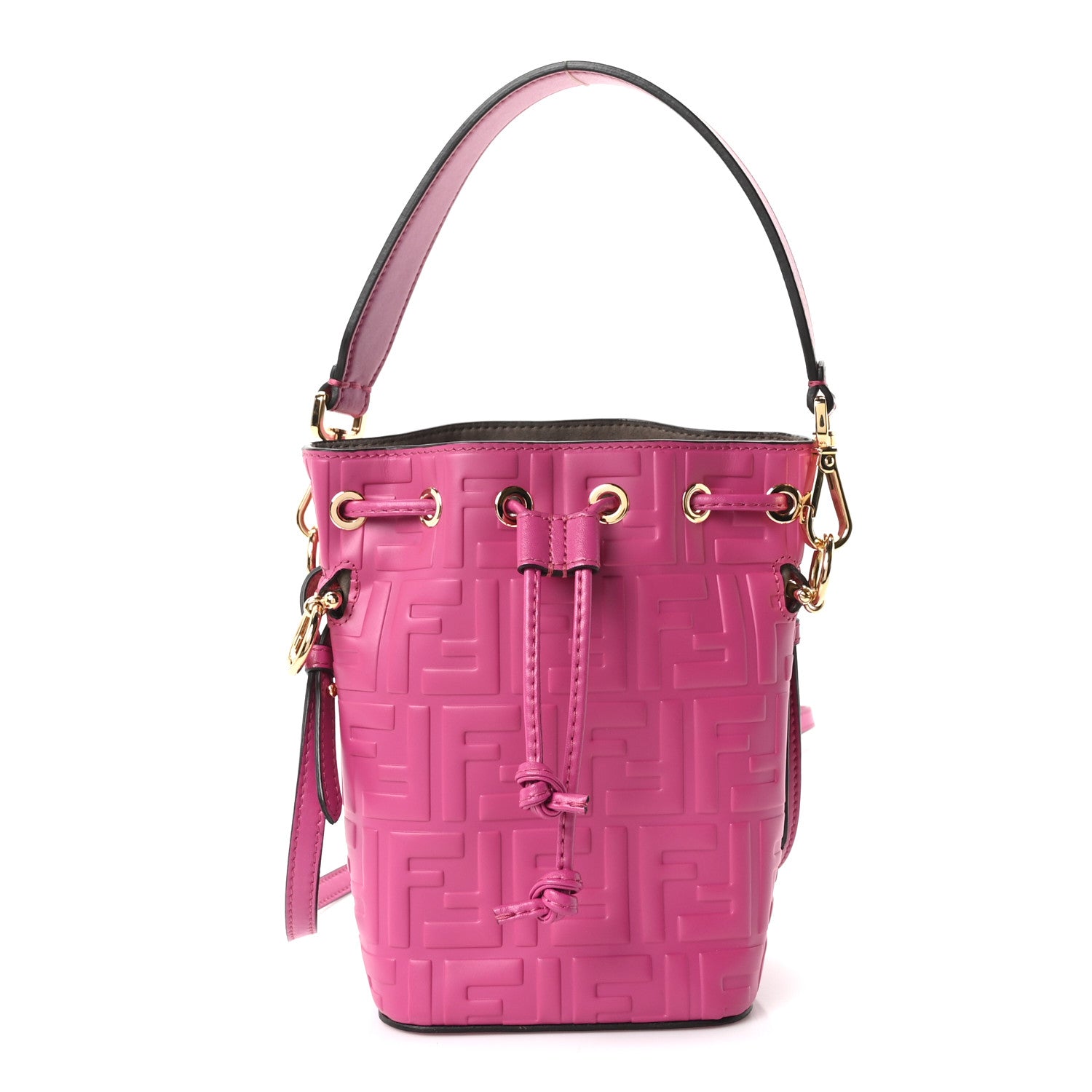 Fendi Vitello Liberty F is Fendi FF 1974 Embossed Mini Mon Tresor Bucket Bag Ciclamino Pilar 1 of 10