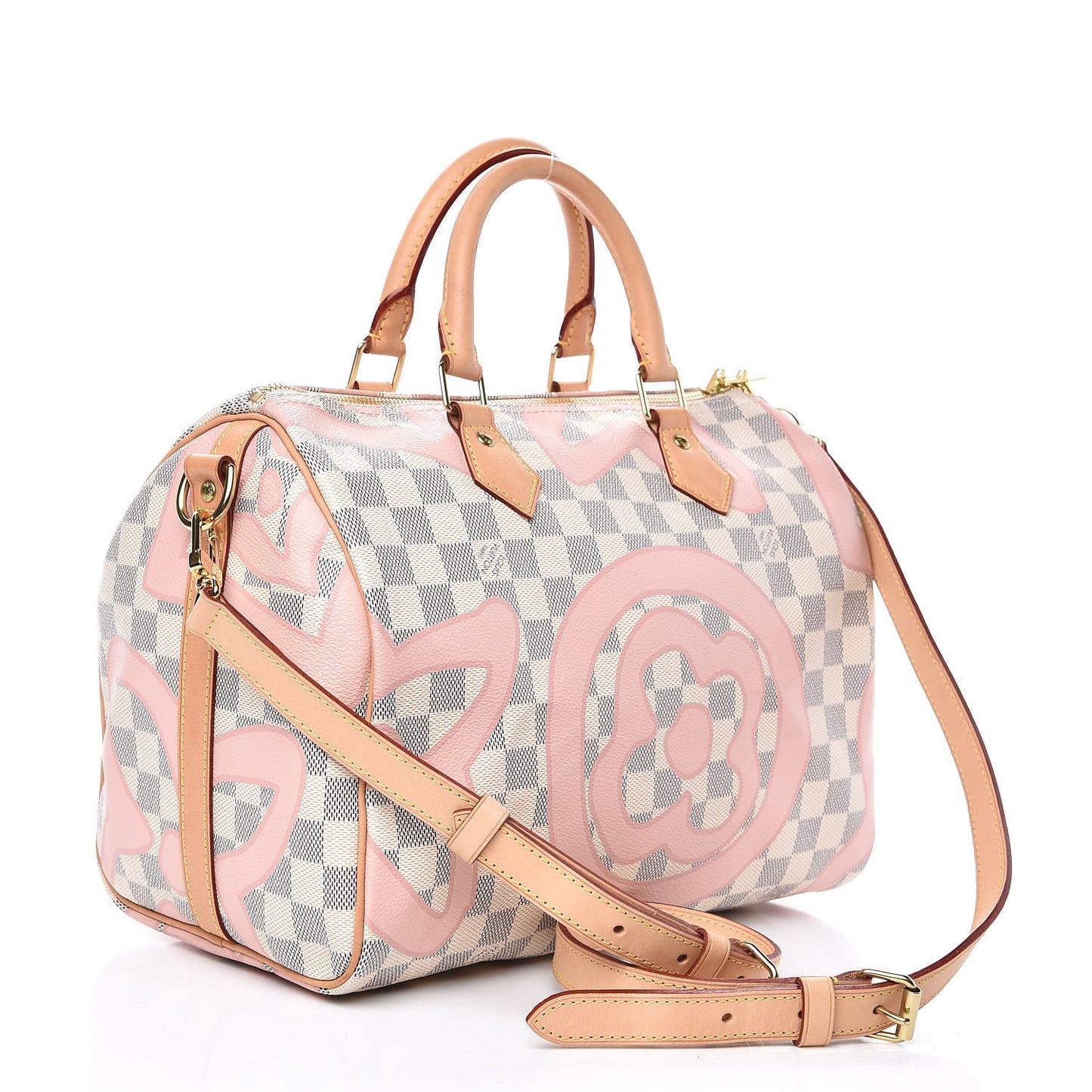 Damier Azur Tahitienne Speedy Bandouliere 30 Rose Ballerine