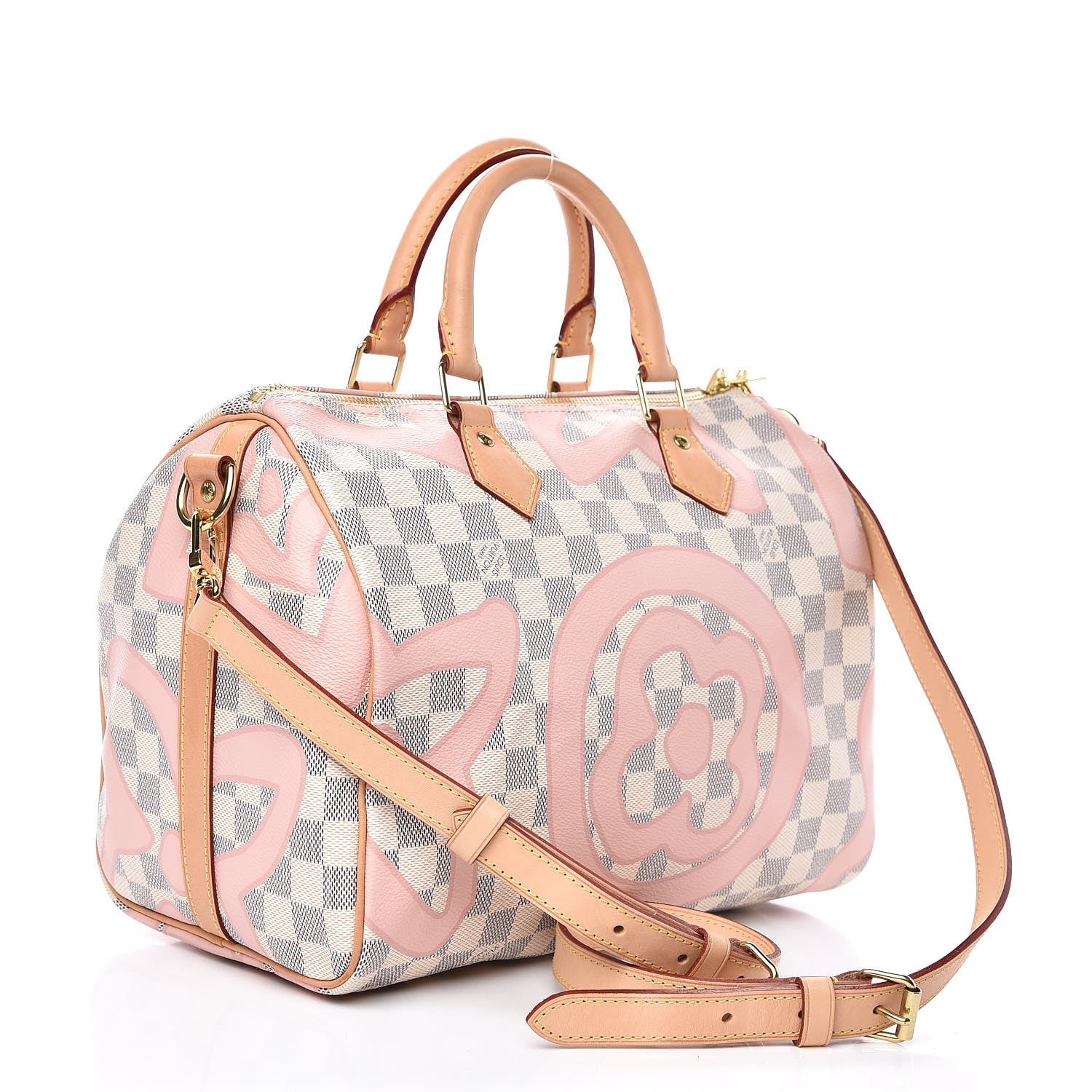 Louis Vuitton Damier Azur Tahitienne Speedy Bandouliere 30 Rose Ballerine 3 of 12
