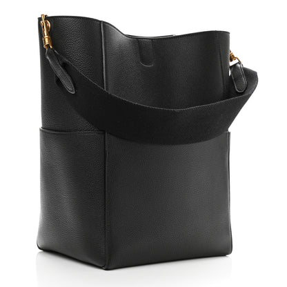 Celine Soft Grained Calfskin Sangle Bucket Bag Black 3 of 8