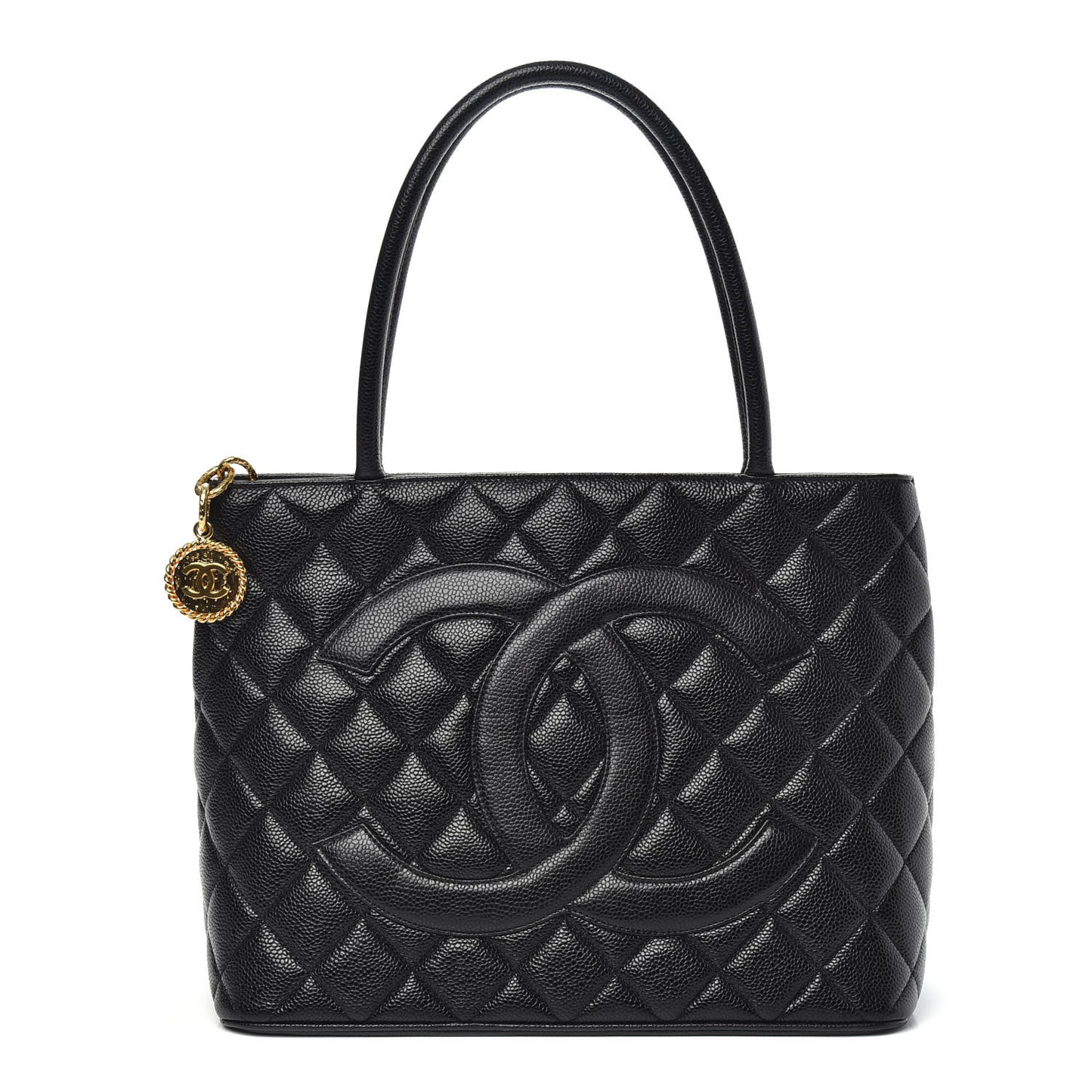 Caviar Quilted Medallion Tote Black