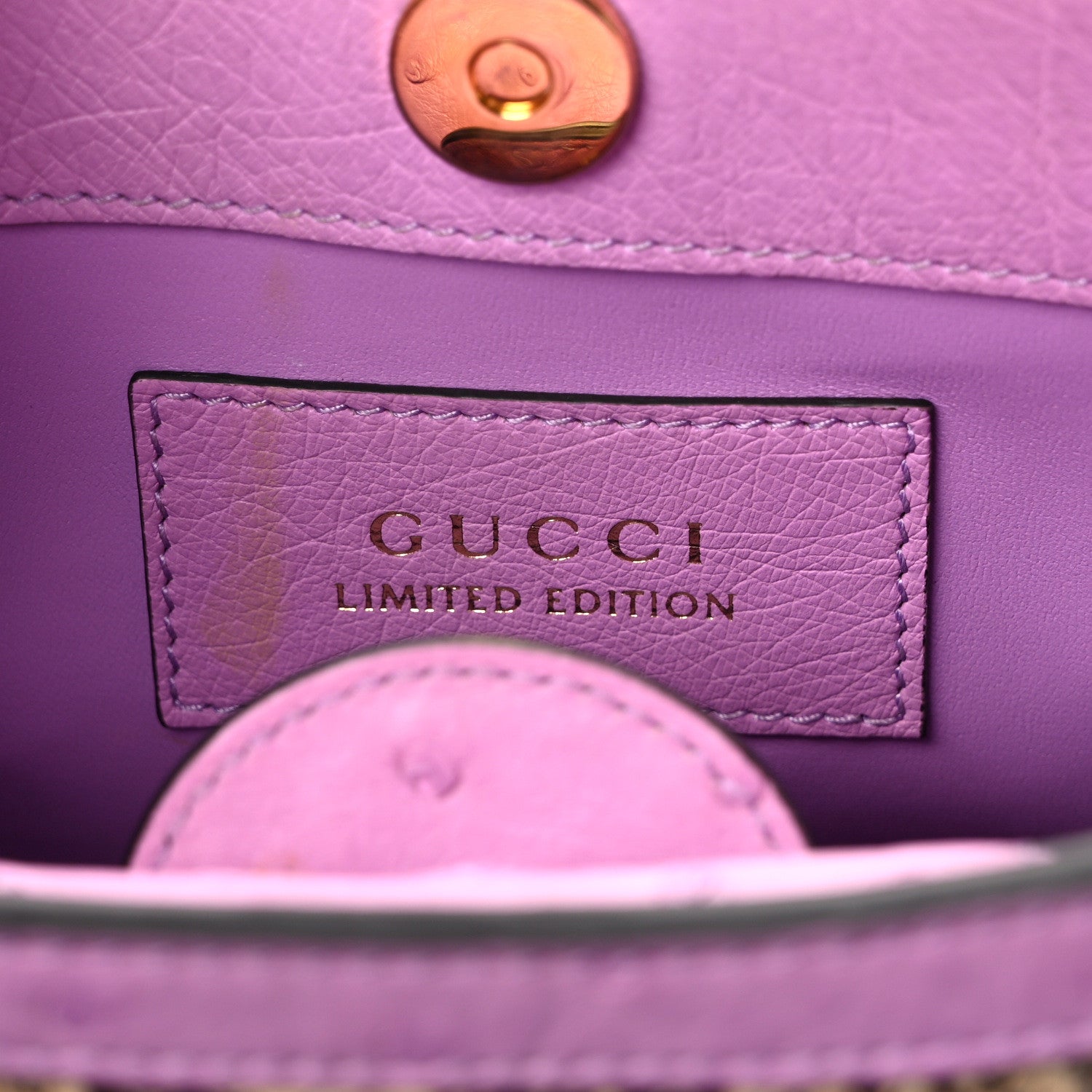 Gucci Snakeskin Ostrich Mini Diana Tote Bag Beige Blue Purple 6 of 15