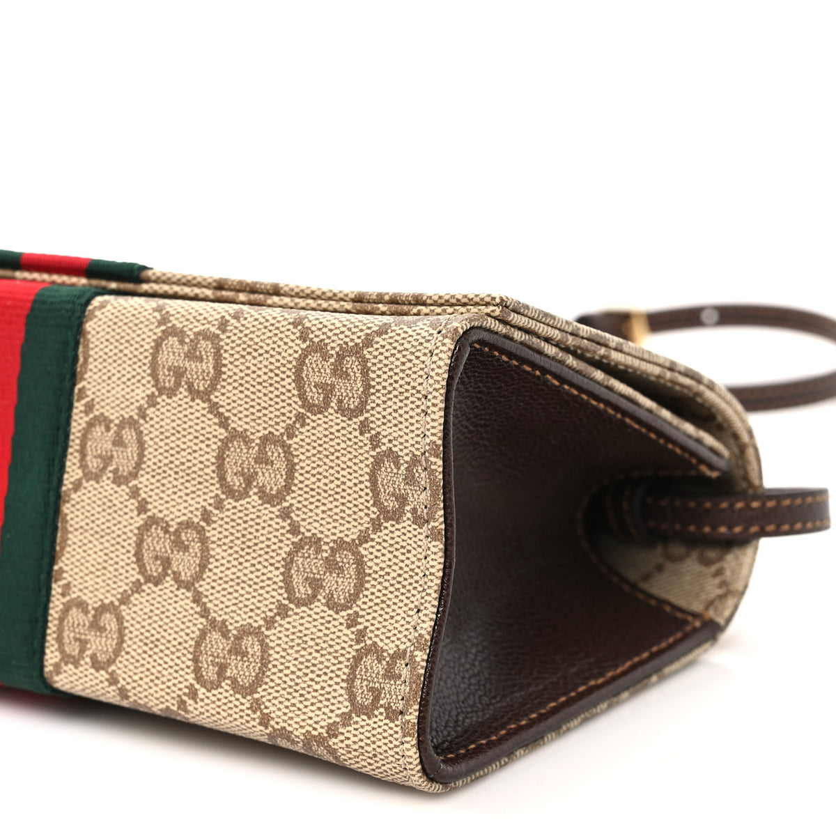 Monogram Web Small Pouch with Strap  Sand Dark Brown