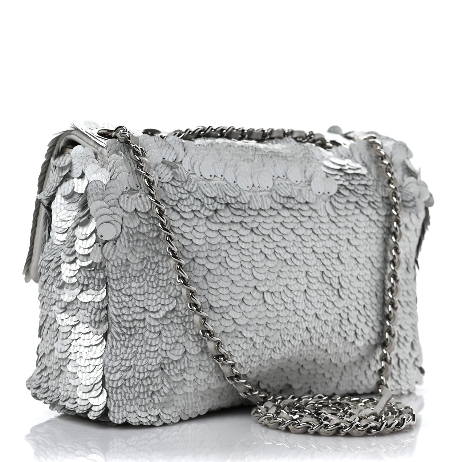 Chanel Sequin Small Single Flap Silver 2 of 13