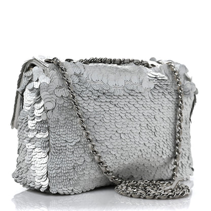 Chanel Sequin Small Single Flap Silver 2 of 13