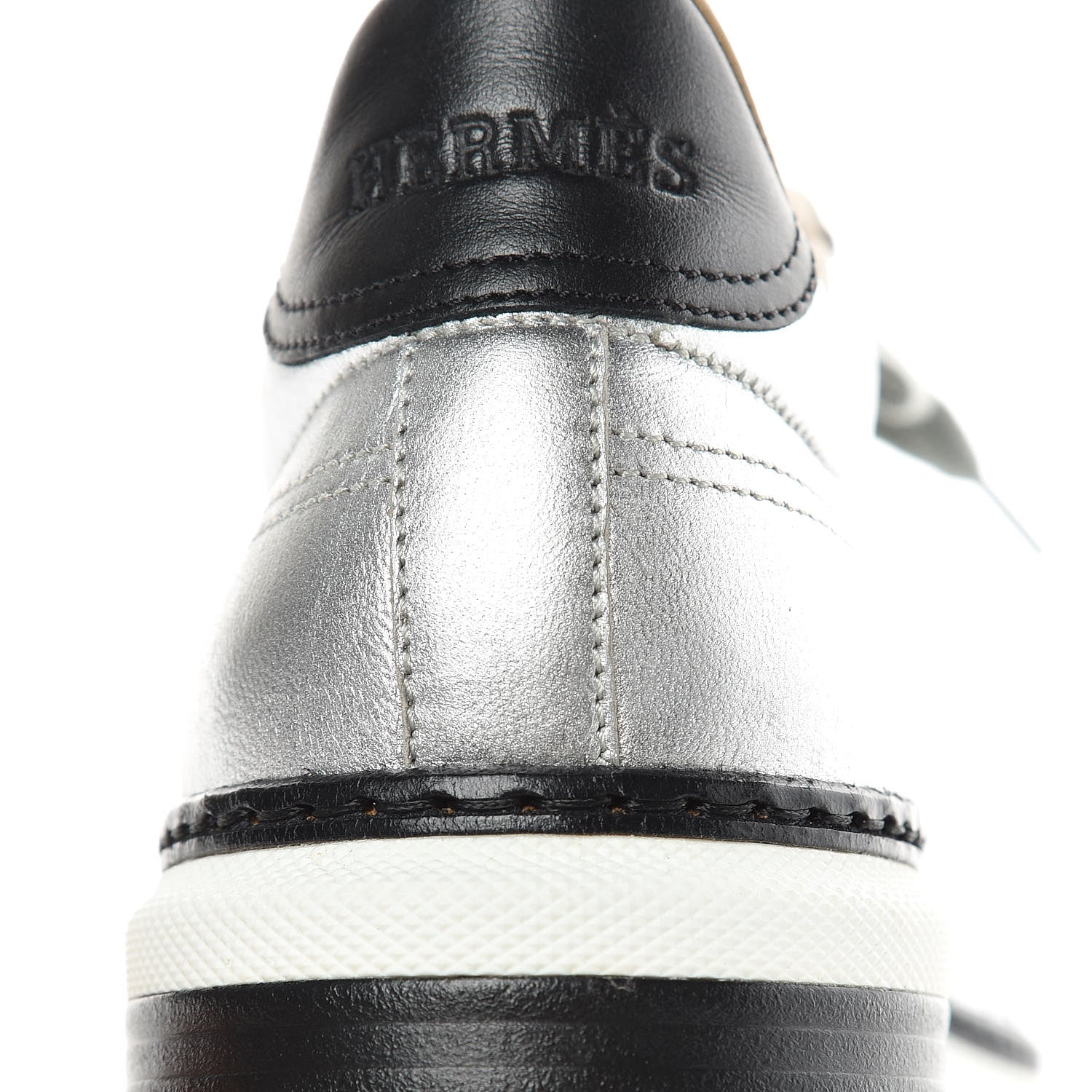 Hermes Metallic Nappa Polo Sneakers 39 Argent Black 9 of 10