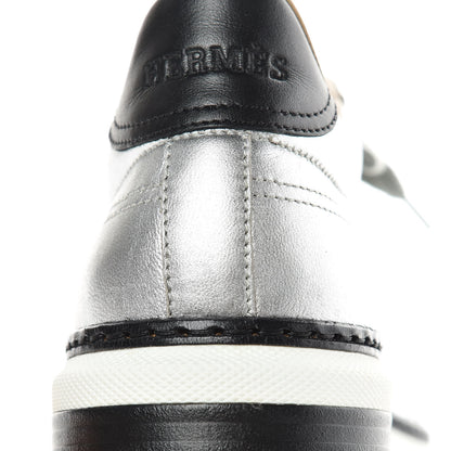 Hermes Metallic Nappa Polo Sneakers 39 Argent Black 9 of 10