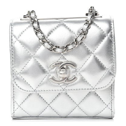 Chanel Metallic Lambskin Quilted Mini Trendy CC Chain Wallet Silver 1 of 10