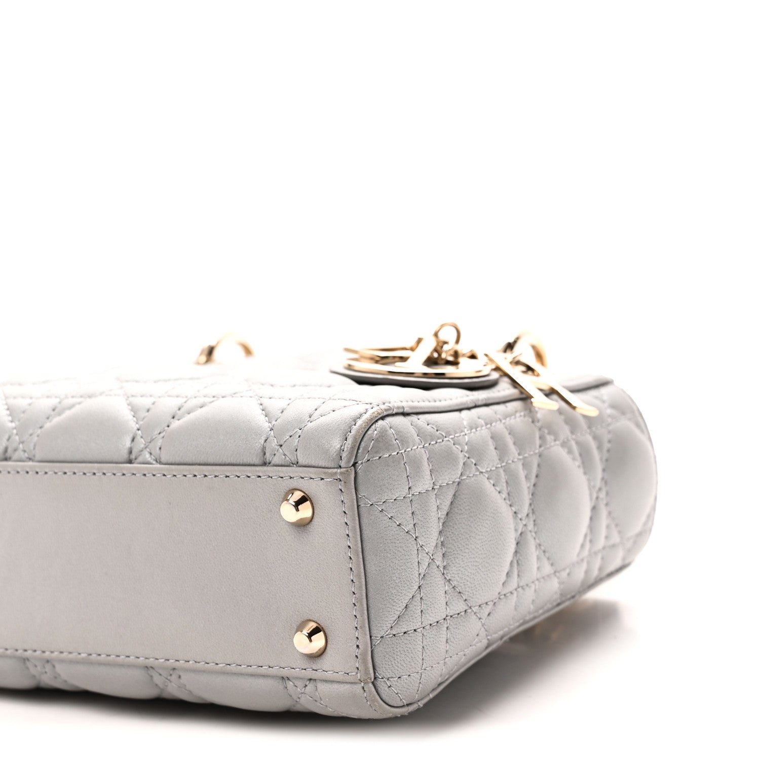 Christian Dior Metallic Lambskin Cannage Mini Lady Dior Grey 10 of 11