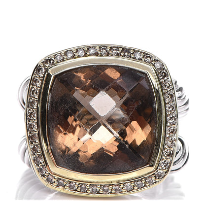 David Yurman Sterling Silver 18K Yellow Gold Diamond Smoky Quartz 14mm Albion Ring 52 6 1 of 7