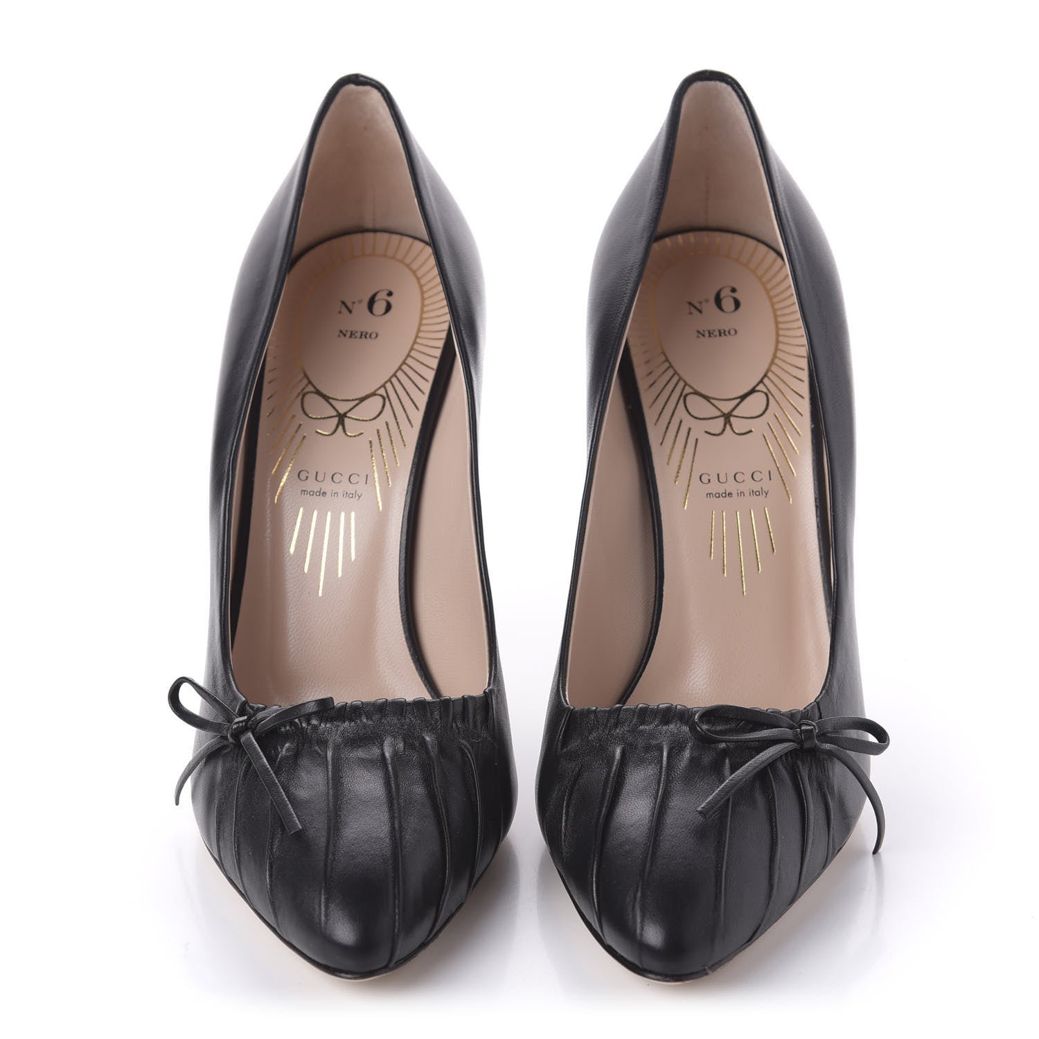 Gucci Nappa Bow High Heel Pumps 36 Black 2 of 10