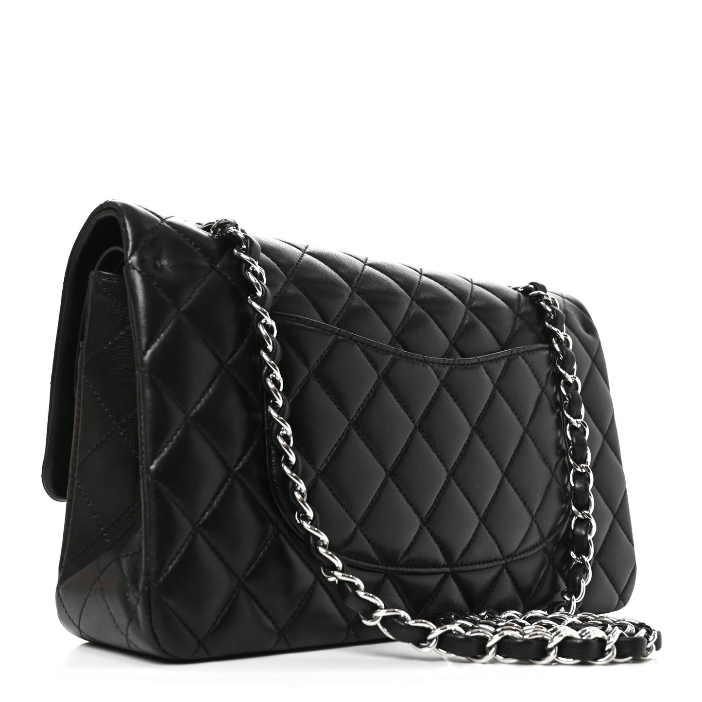 Lambskin Quilted Medium Double Flap Black