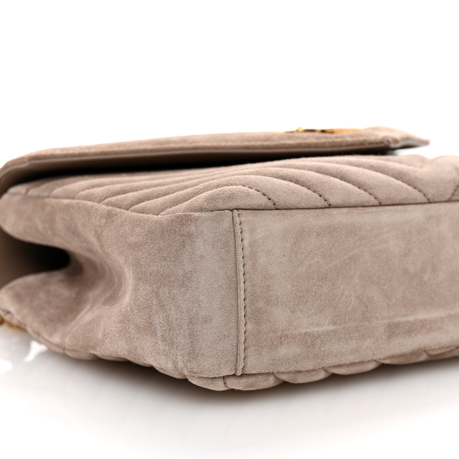Saint Laurent Suede Matelasse Chevron Monogram Medium College Bag Taupe 10 of 11
