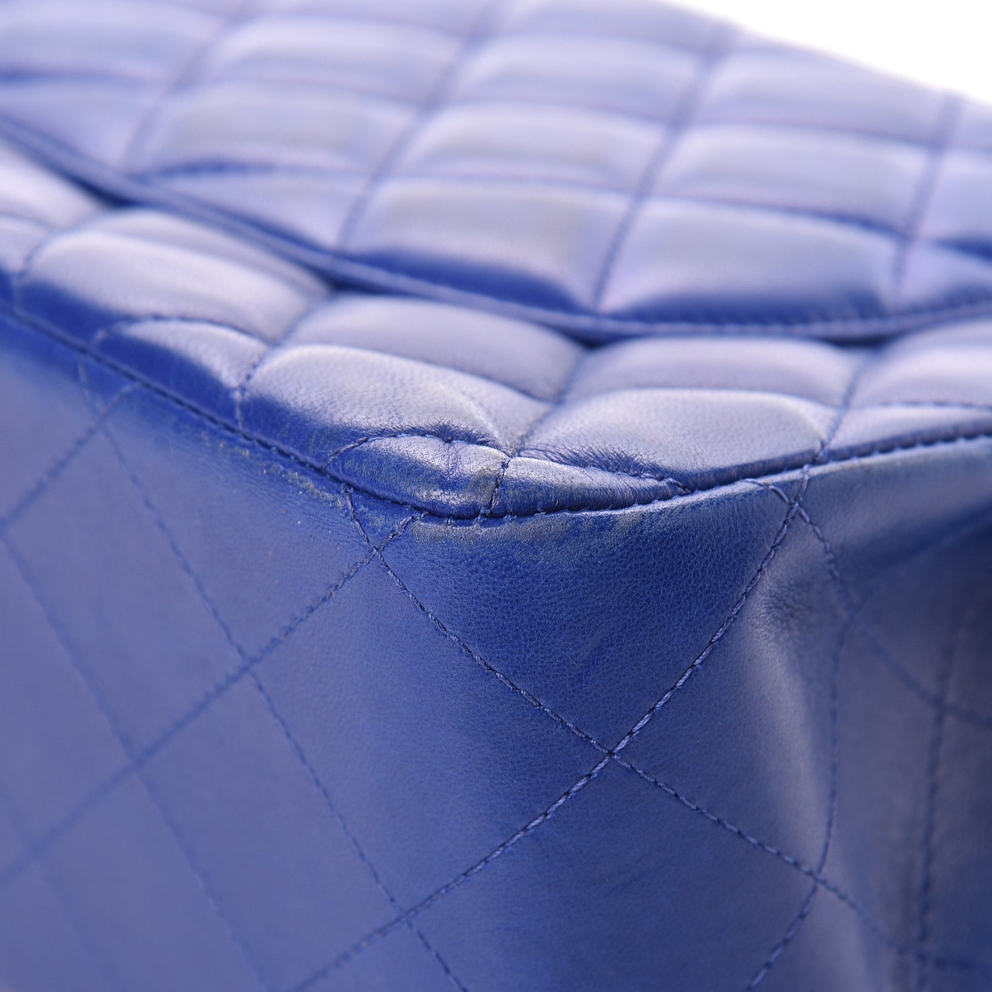 Lambskin Quilted Jumbo Double Flap Blue
