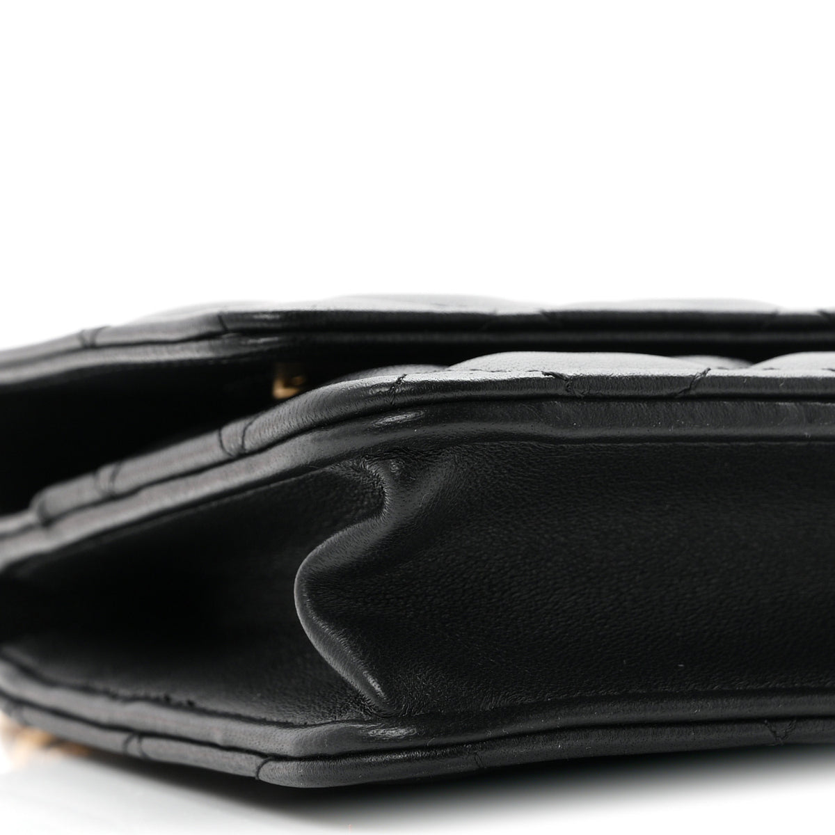 Lambskin Quilted Sweet Camellia Wallet on Chain WOC Black