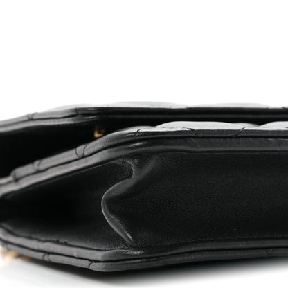 Chanel Lambskin Quilted Sweet Camellia Wallet on Chain WOC Black 10 of 12