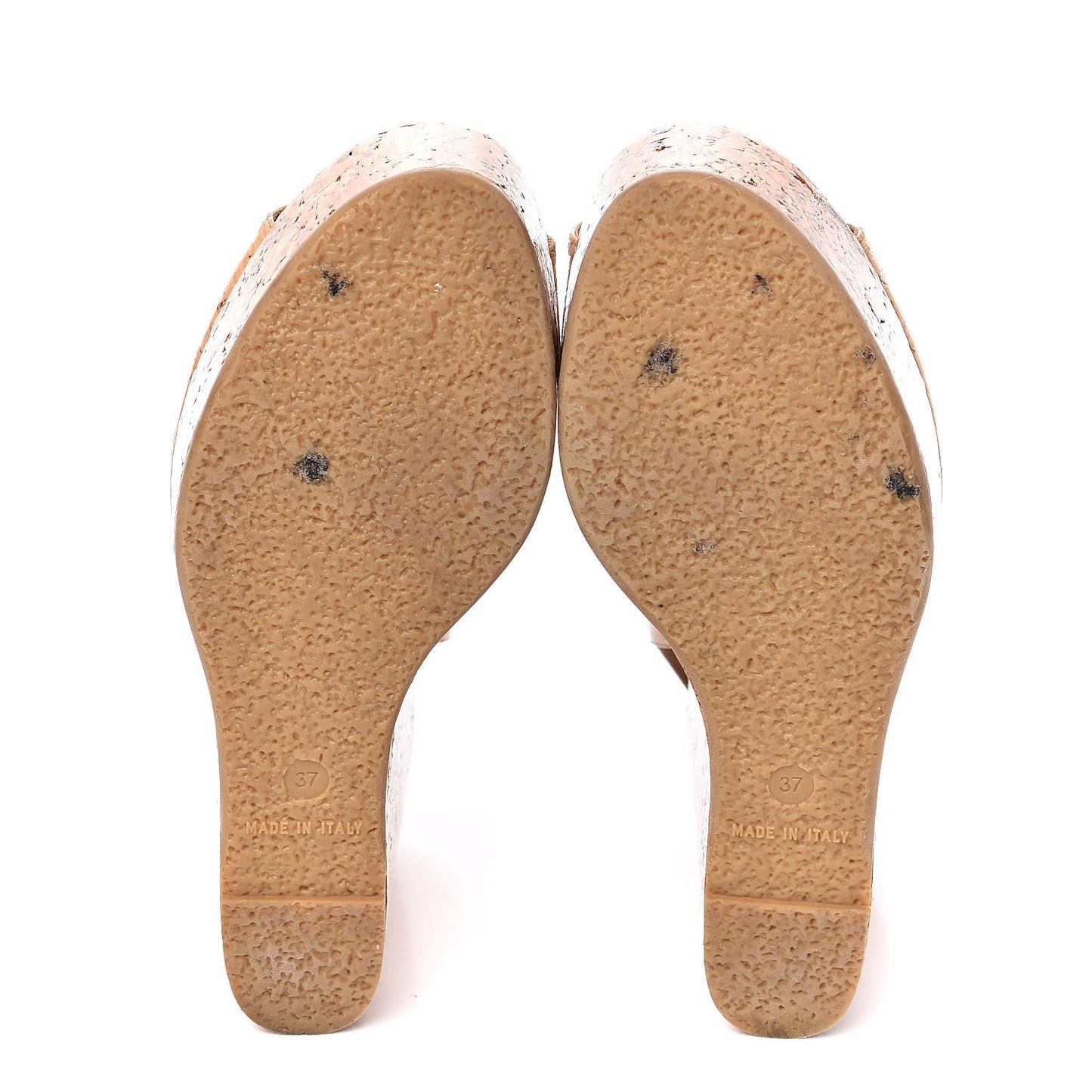Cork Chain CC Wedge Sandals 37 Beige Clair