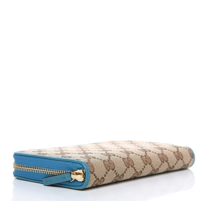 Gucci Monogram Dollar Calfskin Zip Around Wallet Beige Ebony Deep Cobalt 4 of 10
