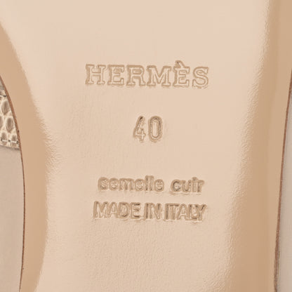 Hermes Shiny Lizard Calfskin Oz Mules 38 Beige Sarrazin 40 Beige Sarrazin 7 of 12