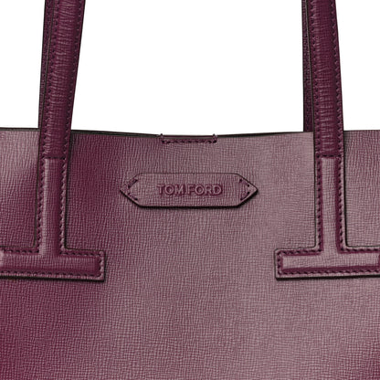 Tom Ford Grained Calfskin Small T Tote Bordeaux 6 of 12