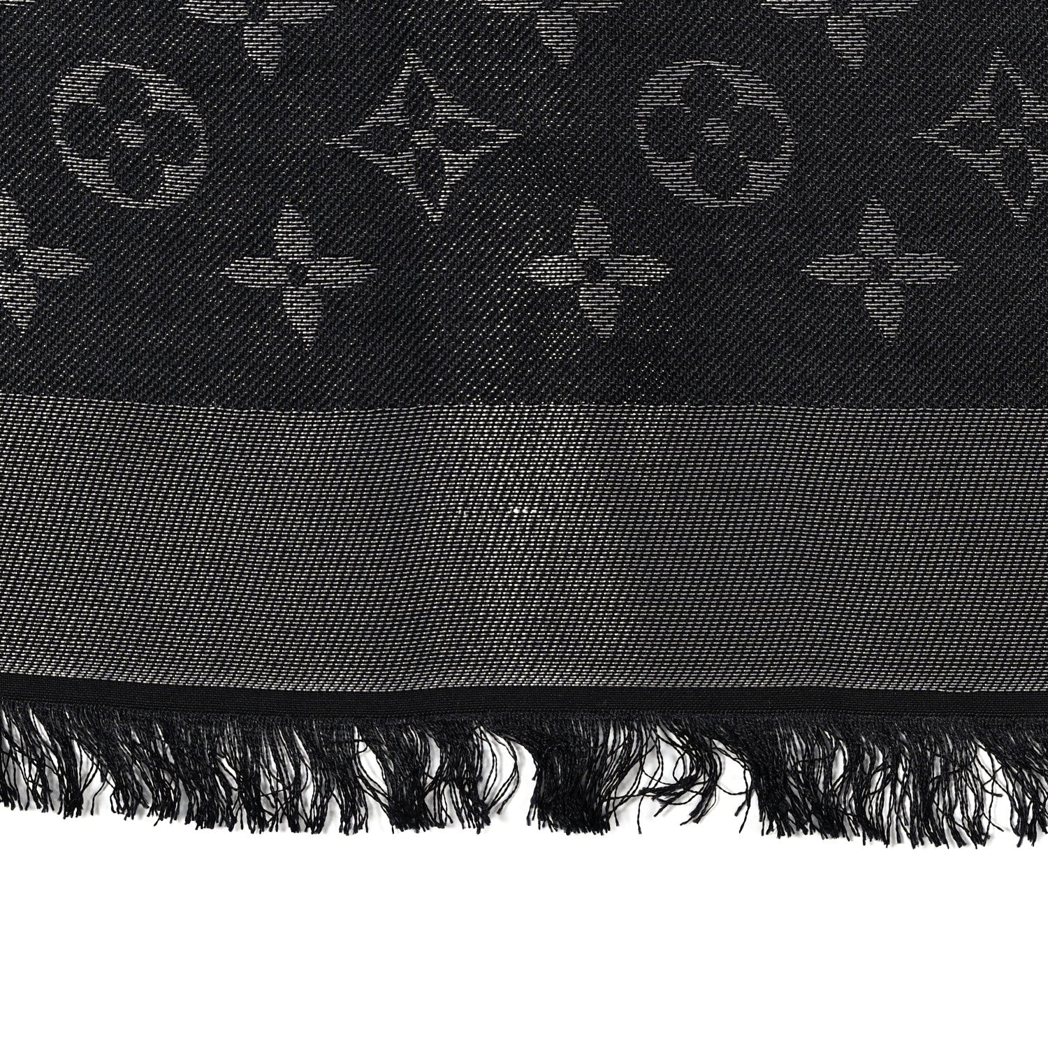 Louis Vuitton Silk Lurex Wool Monogram Shine Shawl Black 4 of 4