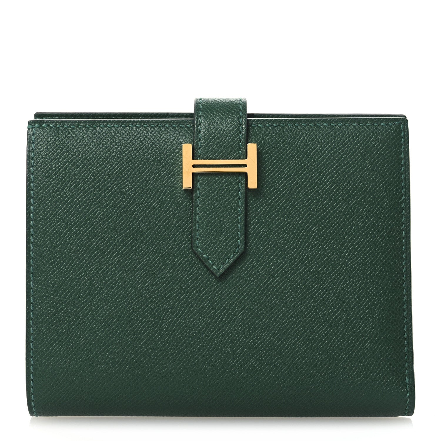 Hermes Madame Calfskin Bearn Compact Wallet Vert Moyen 1 of 9
