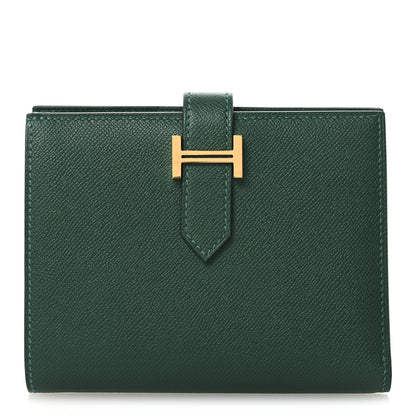 Hermes Madame Calfskin Bearn Compact Wallet Vert Moyen 1 of 9