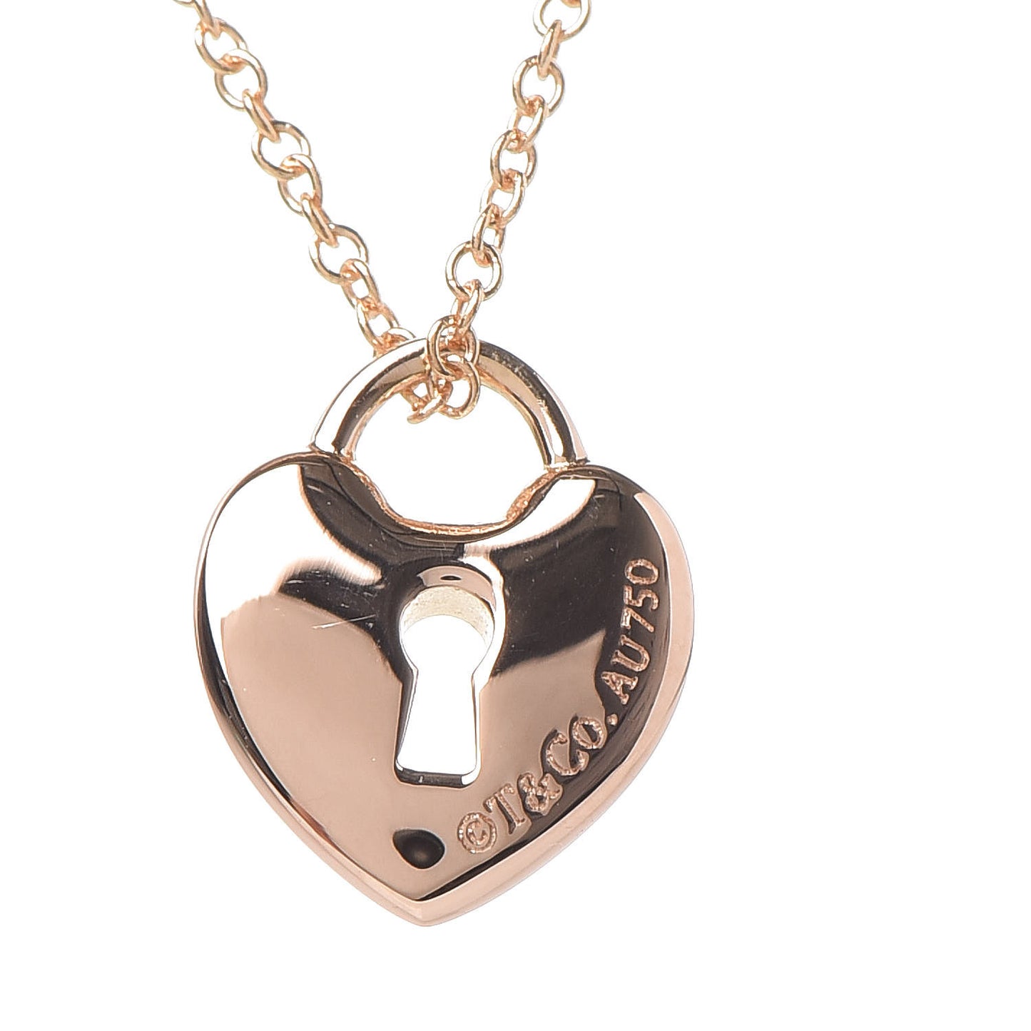 18K Rose Gold Mini Heart Lock Pendant Necklace